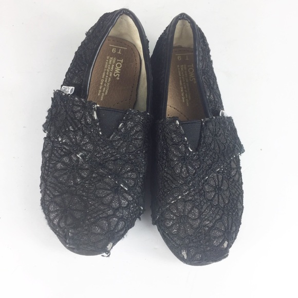 Toms Other - Toms Black Lace Toddler 9 Shoes Girls